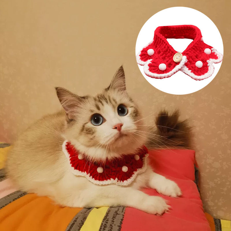 Gatos, perros y conejos domésticos, collares de punto, adornos navideños, toallas de saliva